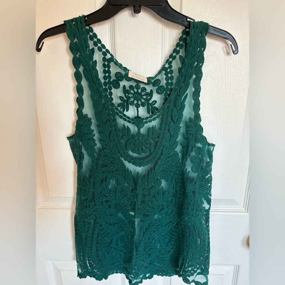 Sheer Pins and Needles lacy tank top, size Large